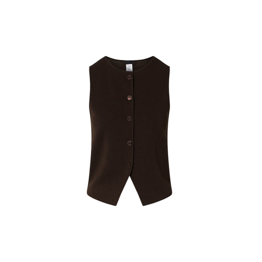 Gilet Donna in maglia con pizzo Marrone