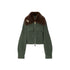 Bomber Donna in lana verde con colletto teddy