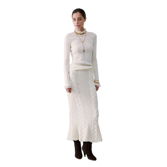 Maglia Donna con rouches Bianco modella intera frontale