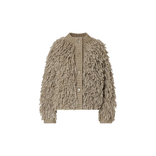 Cappotto Donna in maglia beige lurex