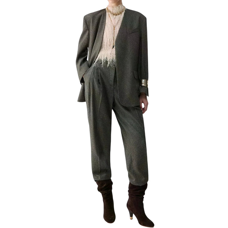 Pantalone Donna a sigaretta in tweed modella intera frontale