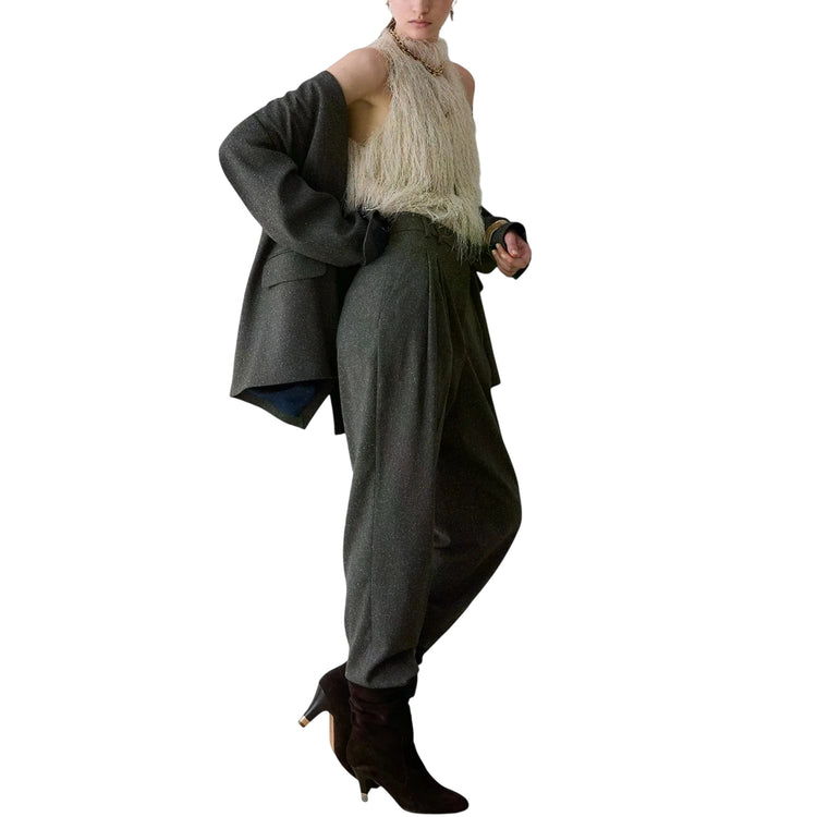 Pantalone Donna a sigaretta in tweed modella laterale