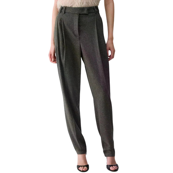 Pantalone Donna a sigaretta in tweed modella frontale
