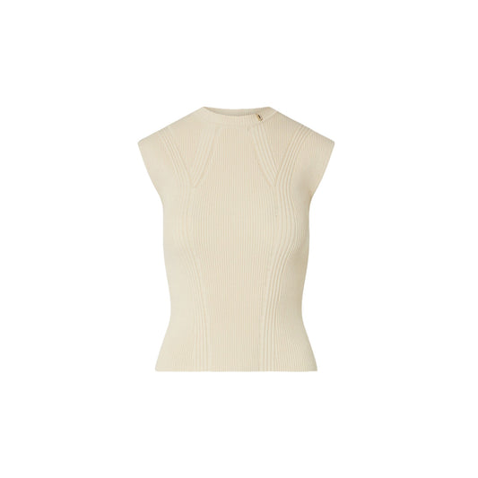 Top Donna con bottoni retro panna