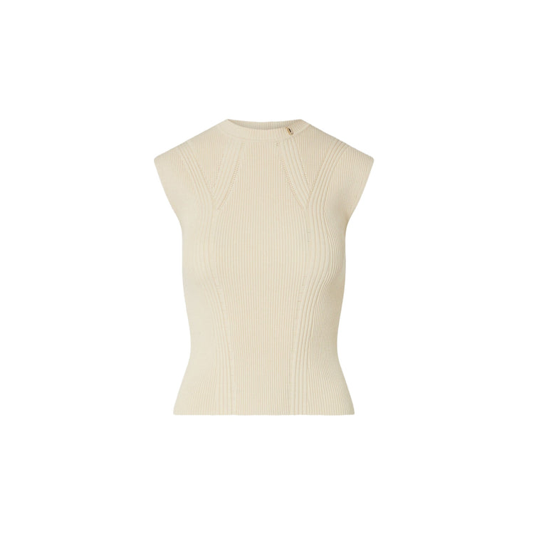 Top Donna con bottoni retro panna