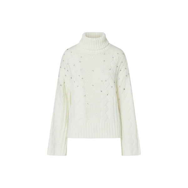 Maglia Donna a trecce con strass Bianco