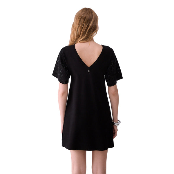 Abito corto Donna con strass Nero, modella retro