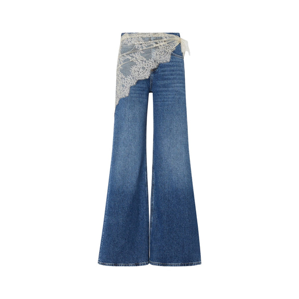 Jeans flare Donna con bandana pizzo