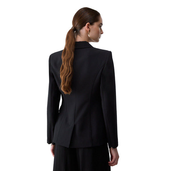Giacca Donna con zip sui polsi Nero, modella retro