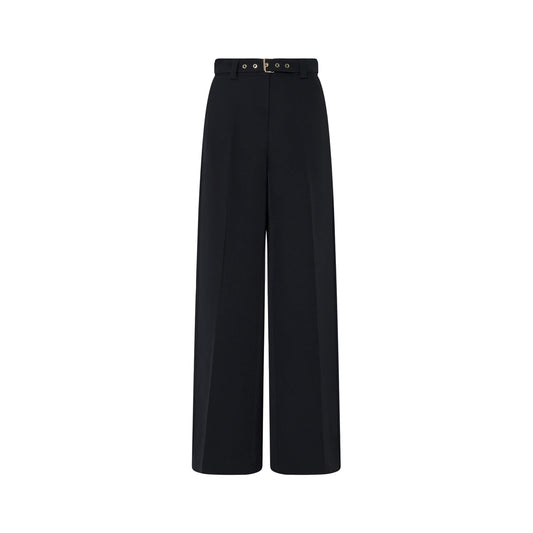 Pantalone Donna wide leg con cintura nero