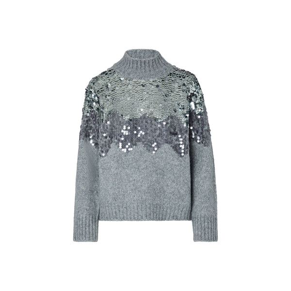 Maglia Donna in lana con paillettes Grigio