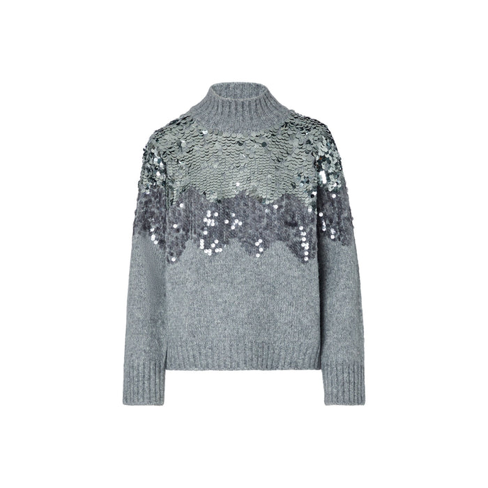 Maglia Donna in lana con paillettes Grigio