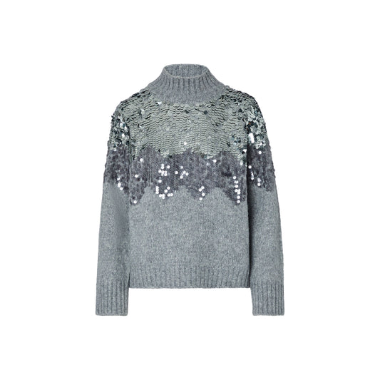 Maglia Donna in lana con paillettes Grigio