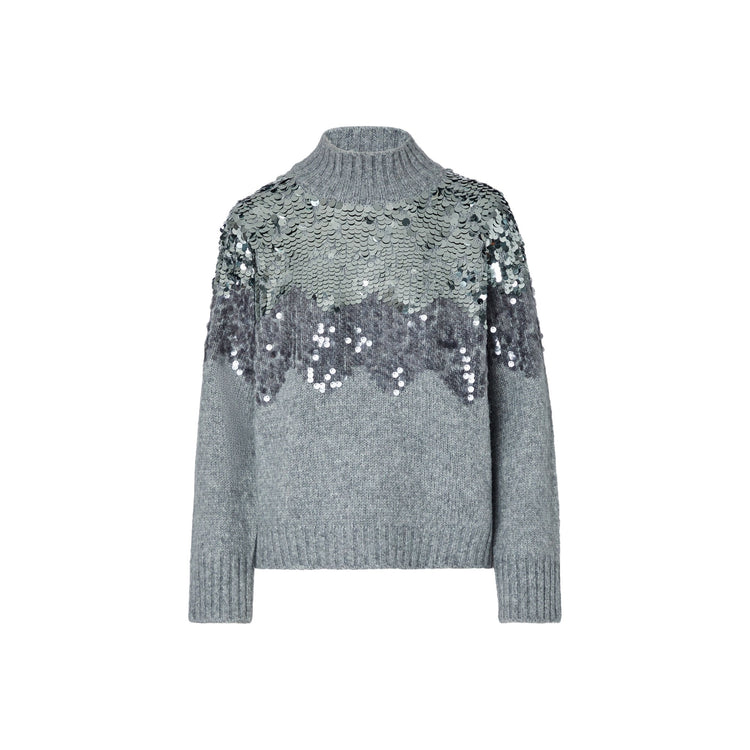 Maglia Donna in lana con paillettes Grigio