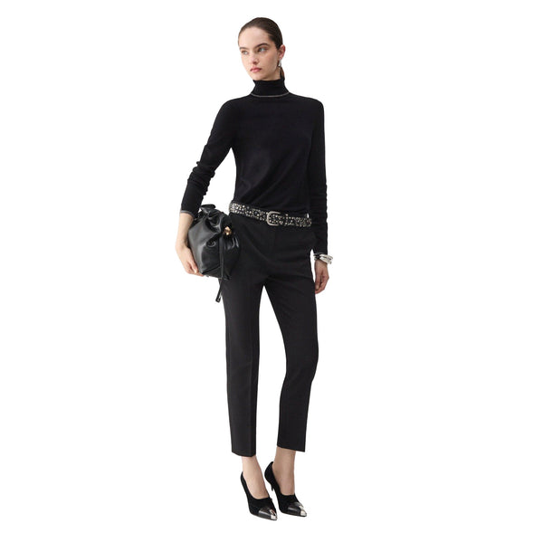 Pantalone elegante Donna a sigaretta Nero, modella frontale intera