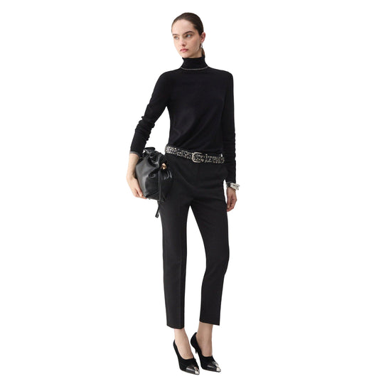 Pantalone elegante Donna a sigaretta Nero, modella frontale intera