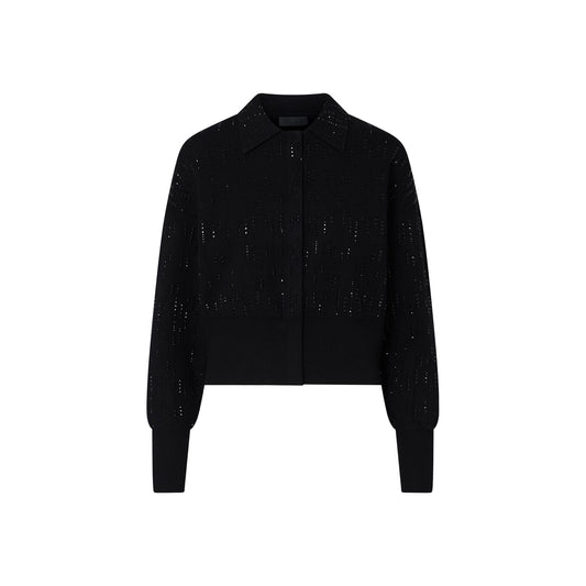 Giacca Donna in maglia nera con strass