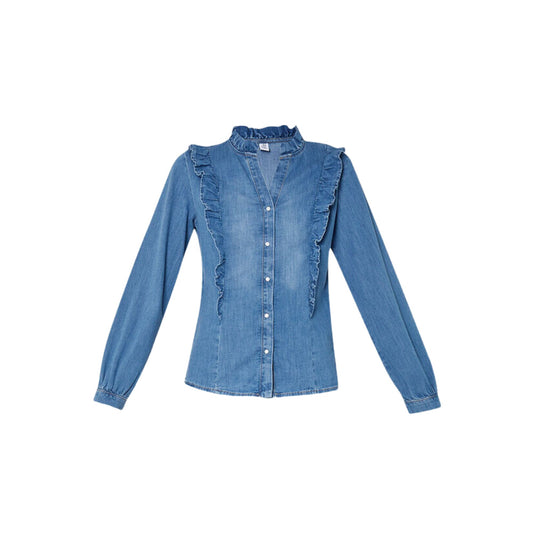 Camicia Donna in denim con rouches