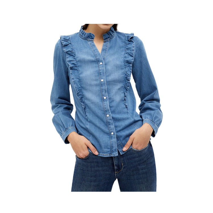 Camicia Donna in denim con rouches