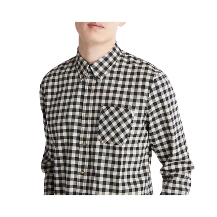 foto dettaglio camicia da uomo a quadri piccoli grigio Timberland