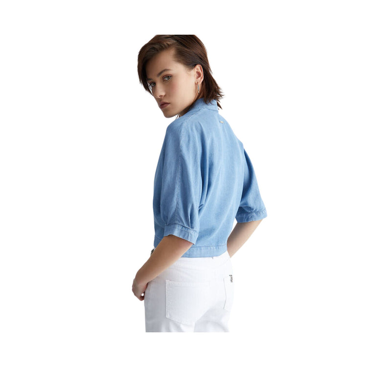 Chemise femme en jean à volants