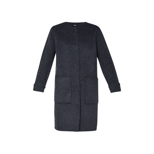 Manteau tricoté femme col rond