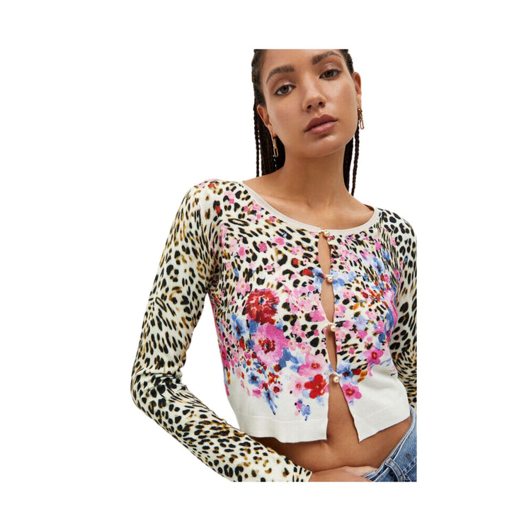 Cardigan femme imprimé animalier