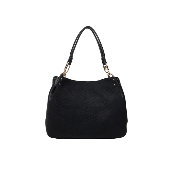 Borsa media Satchel Donna Nero retro