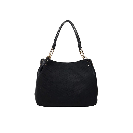 Borsa media Satchel Donna Nero retro