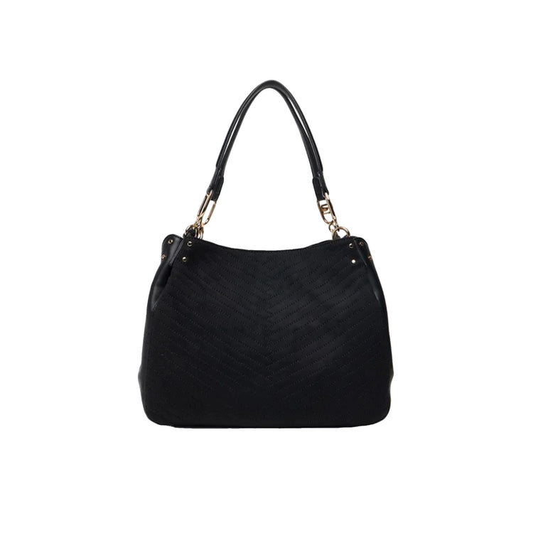 Borsa media Satchel Donna Nero retro
