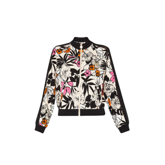 Felpa zip Donna con fantasia floreale