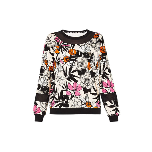 Felpa Donna girocollo con motivo tropicale