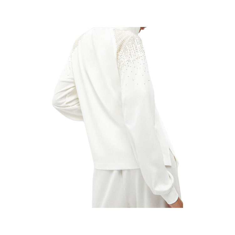 Felpa aperta con borchie donna - Avorio