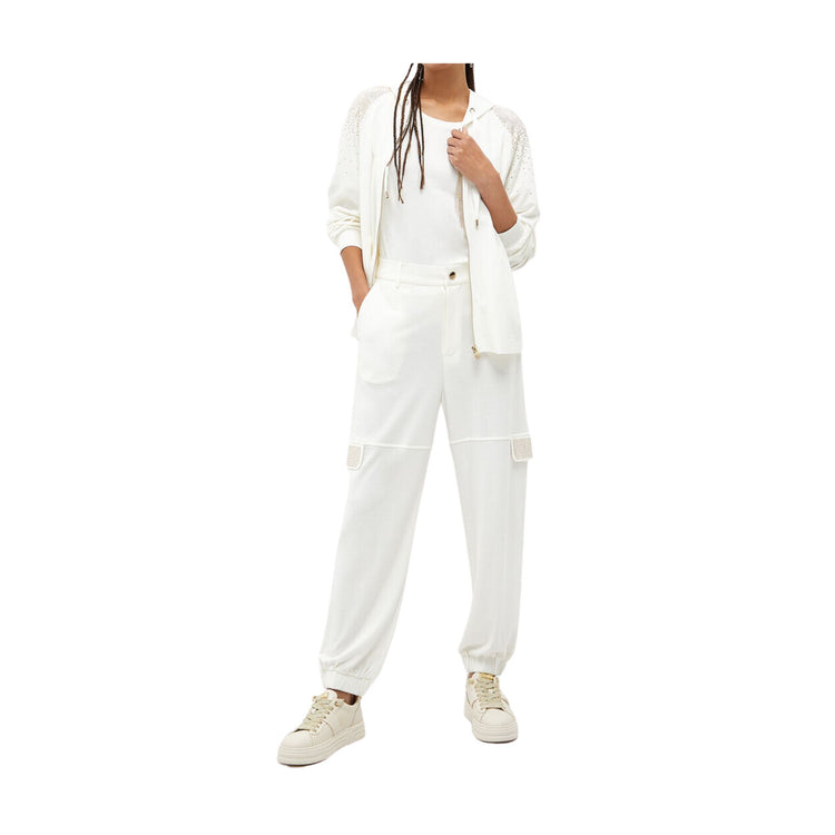 Felpa aperta con borchie donna - Avorio