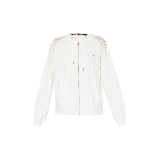 Felpa aperta con borchie donna - Avorio