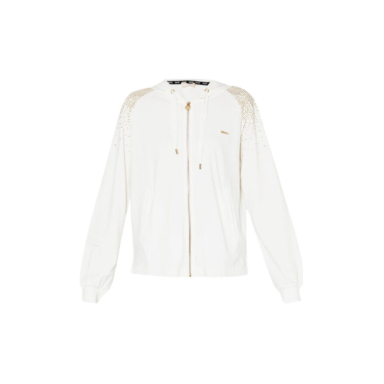 Felpa aperta con borchie donna - Avorio