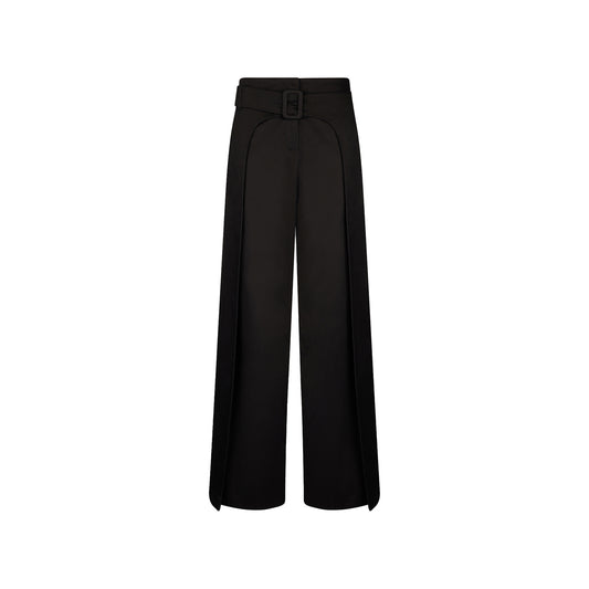 Pantaloni ampi donna con cintura Nero