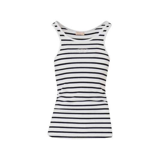 Top Donna con fantasia a righe Bianco/Blu