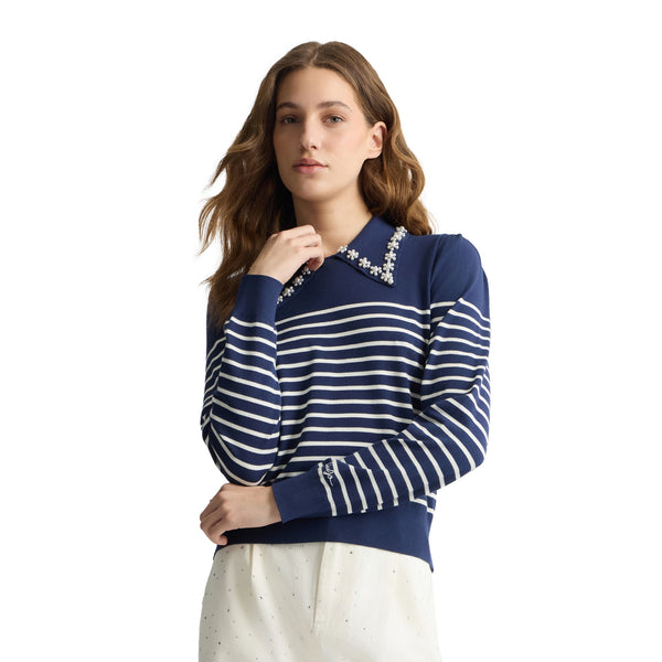 Dmmtot Maglioni da donna maglione a righe girocollo a Dmmtot Maglioni da donna maglione a righe girocollo a