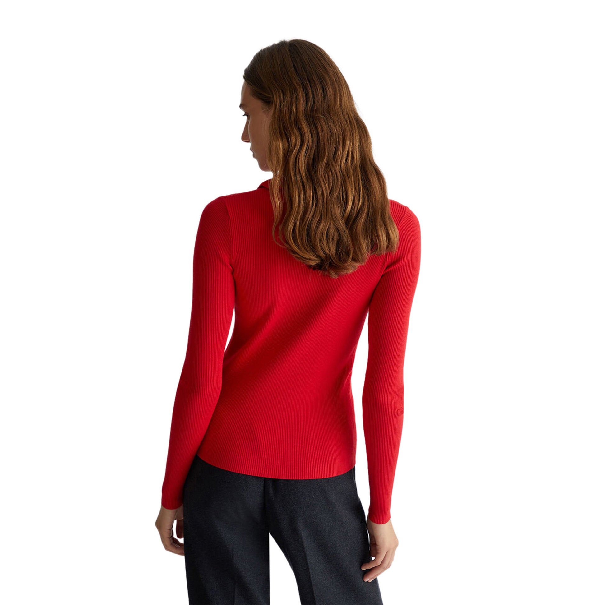 Cardigan Rosso Donna con colletto modella retro