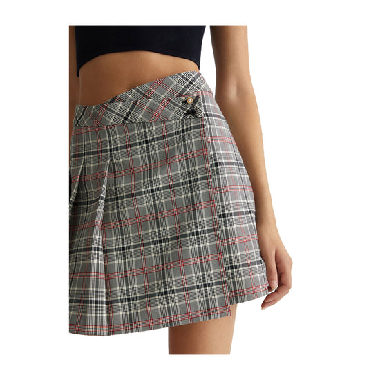 Minigonna Donna in Tartan grigio dettaglio frontale