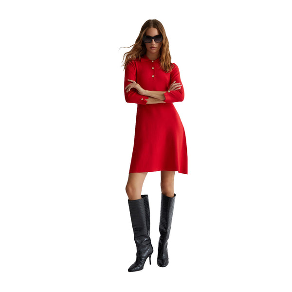 Abito in maglia scollo a V con perline Exsy Abito in maglia scollo a V con perline Exsy