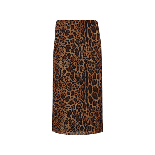 Gonna midi Donna in tulle animalier marrone