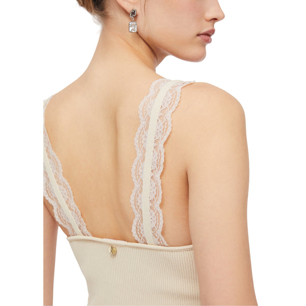 Top Donna in maglia con dettagli in pizzo dettaglio pizzo