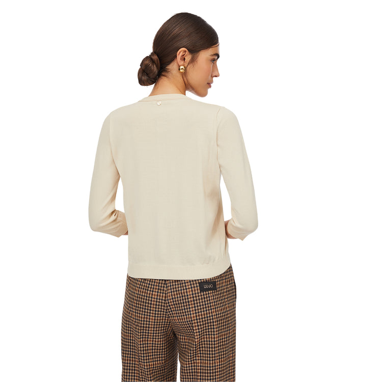 Cardigan Donna con dettagli in pizzo modella retro