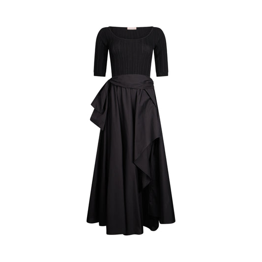 Abito Donna con fondo balloon in popeline Nero