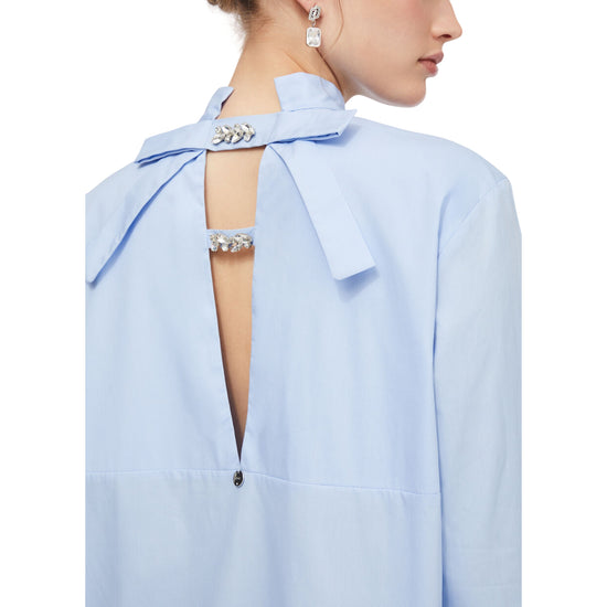 Camicia Donna con fiocco gioiello e gioiello dettaglio retro
