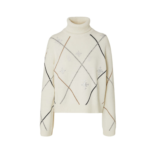 Dolcevita Donna jacquard con strass Bianco