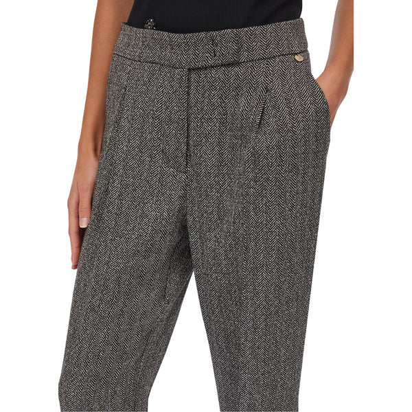 Pantaloni Donna cropped spinati con risvolto dettaglio