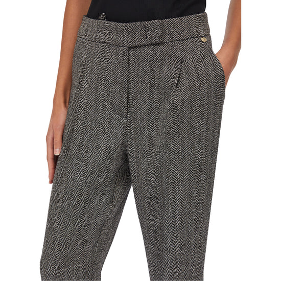 Pantaloni Donna cropped spinati con risvolto dettaglio